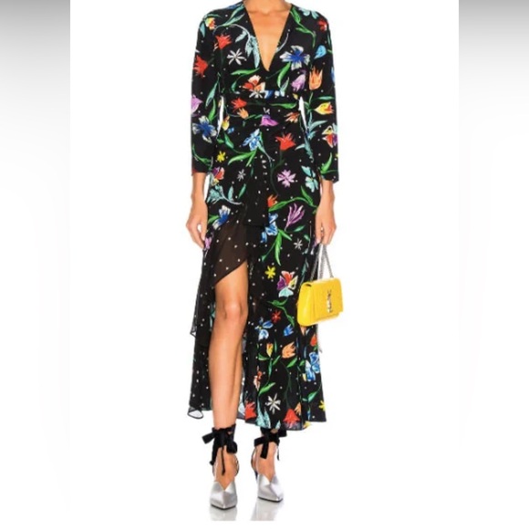 RIXO Dresses & Skirts - Rixo London “Rose” Floral Maxi Dress – Size Small, V-Neck, Long Sleeve